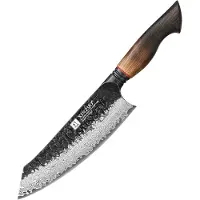Xinzuo Santokumes Damascus – X06 Mo Series – 19 cm – Gebrand Eiken Handvat – Professioneel Keukenmes