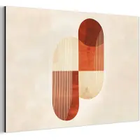MuchoWow Aluminium schilderij 150x100 cm - Wanddecoratie metaal - Bogen - Beige - Vormen - Metalen muurdecoratie woonkamer - Decoratie industrieel - Foto op dibond - Industriële accessoires slaapkamer