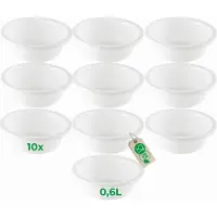 Novaliv 10x Afwaskommen Rond 0,6L, D16 cm, Wit, BPA-vrij, Vaatwasserbestendig, Ideaal voor Keuken en Camping, Kleine Ronde Kom, Kleine Plastic Kom, Kleine Afwaskom, Plastic Kom