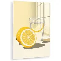 MuchoWow Glasschilderij 30x40 cm - Schilderij acrylglas - Glas - Citroenschijfjes - Geel - Foto op glas - Muurdecoratie woonkamer - Wanddecoratie slaapkamer - Schilderijen