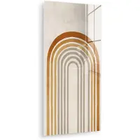 MuchoWow Glasschilderij 20x40 cm - Schilderij acrylglas - Minimalistisch - Boog - Lijnen - Beige - Foto op glas - Muurdecoratie woonkamer - Wanddecoratie slaapkamer - Schilderijen