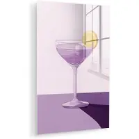 MuchoWow Glasschilderij 100x150 cm - Schilderij acrylglas - Cocktail - Paars - Minimalistisch - Citroen - Foto op glas - Muurdecoratie woonkamer - Wanddecoratie slaapkamer - Schilderijen
