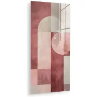 MuchoWow Glasschilderij 80x160 cm - Schilderij acrylglas - Figuren - Abstract - Roze - Foto op glas - Muurdecoratie woonkamer - Wanddecoratie slaapkamer - Schilderijen