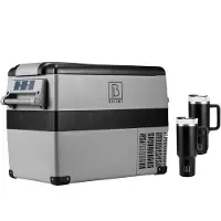 Brisby 40,5 L Compressor Koelbox – Elektrische Koelbox & Vriezer 12 V/230 V – Inclusief Uitneembaar Mandje & 2× 1,2 L Thermosflessen – Draagbaar voor Camping, Auto & Thuis
