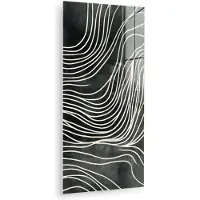 MuchoWow Glasschilderij 20x40 cm - Schilderij acrylglas - Lijnen - Patroon - Abstract - Wit - Foto op glas - Muurdecoratie woonkamer - Wanddecoratie slaapkamer - Schilderijen