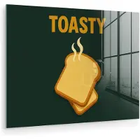 MuchoWow Glasschilderij 40x30 cm - Schilderij acrylglas - Brood - Tosti - Groen - Minimalistisch - Foto op glas - Muurdecoratie woonkamer - Wanddecoratie slaapkamer - Schilderijen