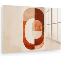 MuchoWow Glasschilderij 90x60 cm - Schilderij acrylglas - Illustratie - Abstract - Vormen - Rood - Foto op glas - Muurdecoratie woonkamer - Wanddecoratie slaapkamer - Schilderijen