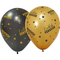 We Fiesta 12 ballonnen 12" 3 met goud / 3 zwart - Pensioen Golden Celebrations - Versiering Slinger Feestdecoratie Decoratie Verjaardag Jubileum Ballon Feest