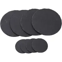 Novaliv Placemat leisteen 8 stuks I 4x 33 cm ronde placemat leisteen onderzetter I 4x 10 cm ronde drankonderzetter glasonderzetter leisteen leisteen bord