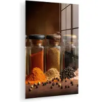 MuchoWow Glasschilderij 40x60 cm - Schilderij acrylglas - Potjes - Kruiden - Specerijen - Korrels - Foto op glas - Muurdecoratie woonkamer - Wanddecoratie slaapkamer - Schilderijen