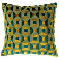 Riva Home Kekke Kussens - Kussenhoes Empire - Blauw/Goud - Velvet Jacquard - 45x45 cm
