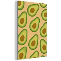 MuchoWow Aluminium schilderij 40x60 cm - Wanddecoratie metaal - Avocado - Patroon - Groen - Pit - Metalen muurdecoratie woonkamer - Decoratie industrieel - Foto op dibond - Industriële accessoires slaapkamer