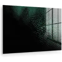 MuchoWow Glasschilderij 120x80 cm - Schilderij acrylglas - Stippen - Groen - Vervagen - Foto op glas - Muurdecoratie woonkamer - Wanddecoratie slaapkamer - Schilderijen
