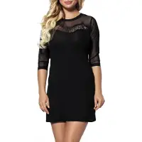 Eldar Amber viscose nachtjurk met kant en tule M