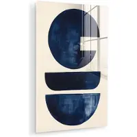 MuchoWow Glasschilderij 40x60 cm - Schilderij acrylglas - Vormen - Blauw - Abstract - Foto op glas - Muurdecoratie woonkamer - Wanddecoratie slaapkamer - Schilderijen
