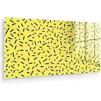MuchoWow Glasschilderij 160x80 cm - Schilderij acrylglas - Stippen - Strepen - Geel - Foto op glas - Muurdecoratie woonkamer - Wanddecoratie slaapkamer - Schilderijen