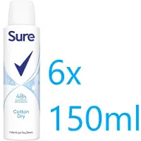 Rexona Sure - Men - Cotton Dry - Deodorant - 6 x 150 ml - Voordeelverpakking