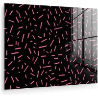 MuchoWow Glasschilderij 120x90 cm - Schilderij acrylglas - Streepjes - Roze - Abstract - Foto op glas - Muurdecoratie woonkamer - Wanddecoratie slaapkamer - Schilderijen