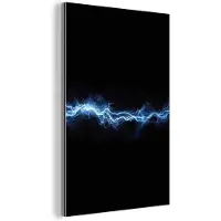MuchoWow Aluminium schilderij 60x90 cm - Wanddecoratie metaal - Bliksemflits - Blauw - Energie - Metalen muurdecoratie woonkamer - Decoratie industrieel - Foto op dibond - Industriële accessoires slaapkamer