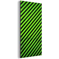 MuchoWow Aluminium schilderij 80x160 cm - Wanddecoratie metaal - Strepen - Schuin - Groen - Metalen muurdecoratie woonkamer - Decoratie industrieel - Foto op dibond - Industriële accessoires slaapkamer