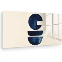 MuchoWow Glasschilderij 40x20 cm - Schilderij acrylglas - Vormen - Blauw - Abstract - Foto op glas - Muurdecoratie woonkamer - Wanddecoratie slaapkamer - Schilderijen