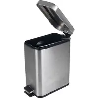 Beldray LA041173SS Rechthoekige Pedaalemmer – Kleine Vuilnisbak met Zacht Sluitend Deksel, Prullenbak voor Kantoor met 5 Liter Capaciteit, Roestvrijstalen Papiermand, Smalle Afvalscheidingsbak, Zilver