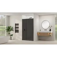 Van Rijn Schuifdeur products st09 aan vast deel 180x200 cm 8 mm rookglas softclose incl. Beslag mat zwart