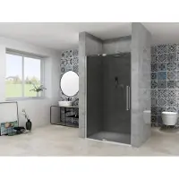 Van Rijn Nisdeur Products ST08 Draaideur 2-Delig 90x200 cm 8 mm Rookglas Incl. Muurprofiel, Greep en Stabilisatiestang RVS