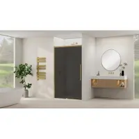 Van Rijn Schuifdeur Products ST09 Aan Vast Deel 180x200 cm 8 mm Rookglas Softclose Incl. Beslag Geborsteld Messing