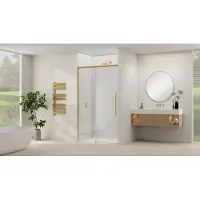 Van Rijn Schuifdeur Products ST09 Aan Vast Deel 180x200 cm 8 mm Helder Glas Softclose Incl. Beslag en Greep Geborsteld Messing
