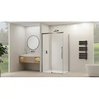 Van Rijn Schuifdeur Products ST09 Voor Hoekcabine 120x200 cm 8 mm Helder Glas Softclose Incl. Beslag Geborsteld Gunmetal