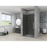Van Rijn Nisdeur Products ST08 Draaideur 2-Delig 130x200 cm 8 mm Rookglas Incl. Muurprofiel, Greep en Stabilisatiestang Chroom