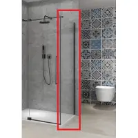Van Rijn Vaste Wand Products ST08 90x200 cm 8 mm Helder Glas met Muurprofiel Mat Zwart tbv Hoekcabine