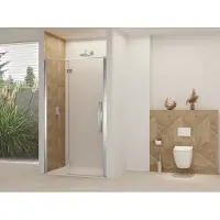 Van Rijn Nisdeur Products ST07 Aan Vast Deel 110x200 cm 8 mm Helder Glas Incl. Beslag, Greep en Stabilisatiestang Chroom