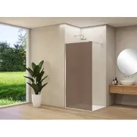 Van Rijn Inloopdouche products st01 90x200 cm 8 mm brons rookglas incl. Beslag met muurprofiel en stabilisatiestang chroom