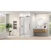 Van Rijn Schuifdeur products st09 aan vast deel 180x200 cm 8 mm helder glas softclose incl. Beslag en greep geborsteld gunmetal