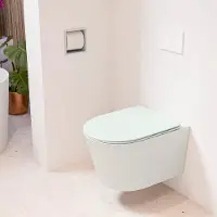 Mondiaz LAVIE hangend toilet single fire rimless diepspoel Linen, Toiletzitting met quick-release & softclose Greey