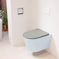 Mondiaz LAVIE hangend toilet single fire rimless diepspoel Clay, Toiletzitting met quick-release & softclose Smoke