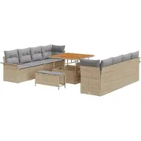 vidaXL Tuinbank Set met kussen Beige en Lichtgrijs 100 x 100 x 71 cm