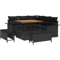 vidaXL Tuinbank Set 8 st 7-Aantal zitplaatsen Zwart