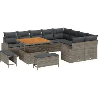 vidaXL Tuinbank Set 12 st 11-Aantal zitplaatsen Grijs