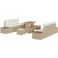 vidaXL Tuinset met 9 zitplaatsen, beige, van polyrotan