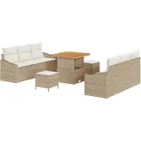 vidaXL Tuinbank Set 9 st Beige poly rattan