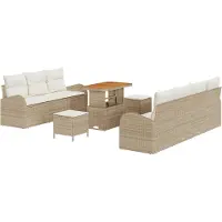 vidaXL Tuinbank Set 10 st Beige poly rattan