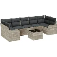 vidaXL Tuinbank Set Lichtgrijs 55 x 55 x 37 cm poly rattan