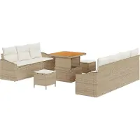 vidaXL Tuinbank Set 10 st Beige poly rattan