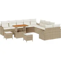 vidaXL Tuinbank Set 13 st 12-Aantal zitplaatsen Beige en Crème