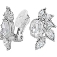Traveller Clip Oorbellen - Oorclips Dames - Zilverkleurig - Kristallen - Preciosa Crystals - Geplatineerd - Bloem - 20 x 12 mm - 157777
