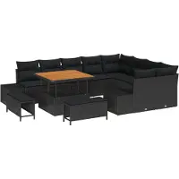 vidaXL Tuinset met 12 zitplaatsen, zwart, van polyrotan