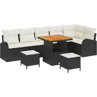 vidaXL Tuinbank Set 9 st 8-Aantal zitplaatsen Zwart en Crème
